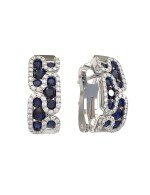 Серьги из белого золота c бриллиантами и сапфиром