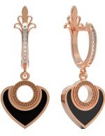 Серьги из золота c фианитом и ониксом