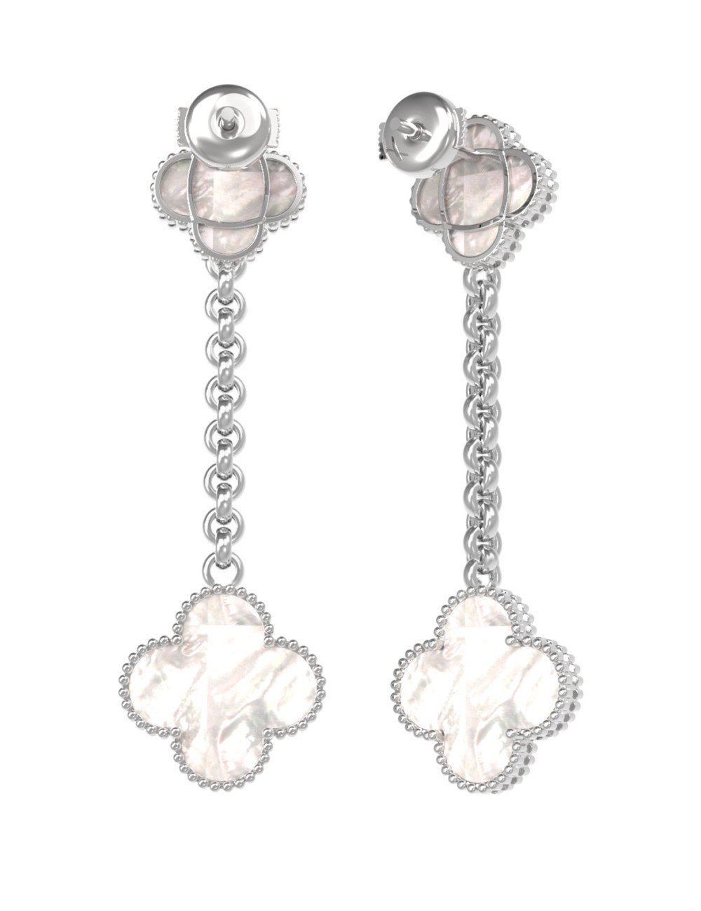 Серьги из белого золота c перламутром