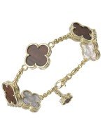 Браслет из лимонного золота c тигровым глазом и перламутром