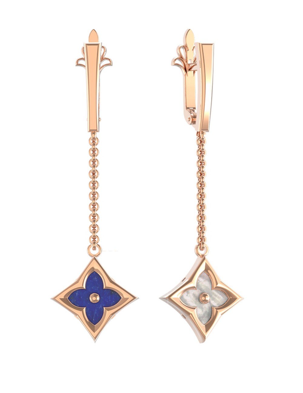 Серьги из золота c лазуритом и перламутром