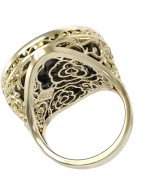 Кольцо из лимонного золота c ониксом и перламутром