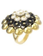 Кольцо из лимонного золота c ониксом и перламутром