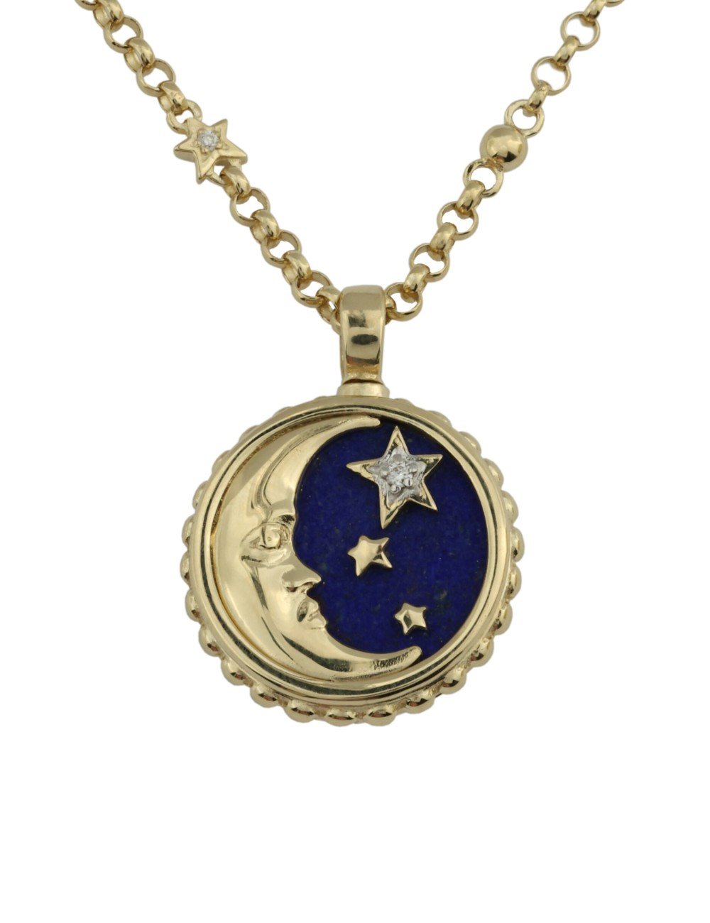 Колье из лимонного золота c бриллиантами, лазуритом и перламутром