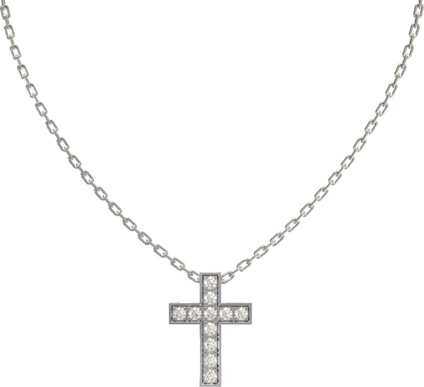 Крест из белого золота 585 пробы c бриллиантами