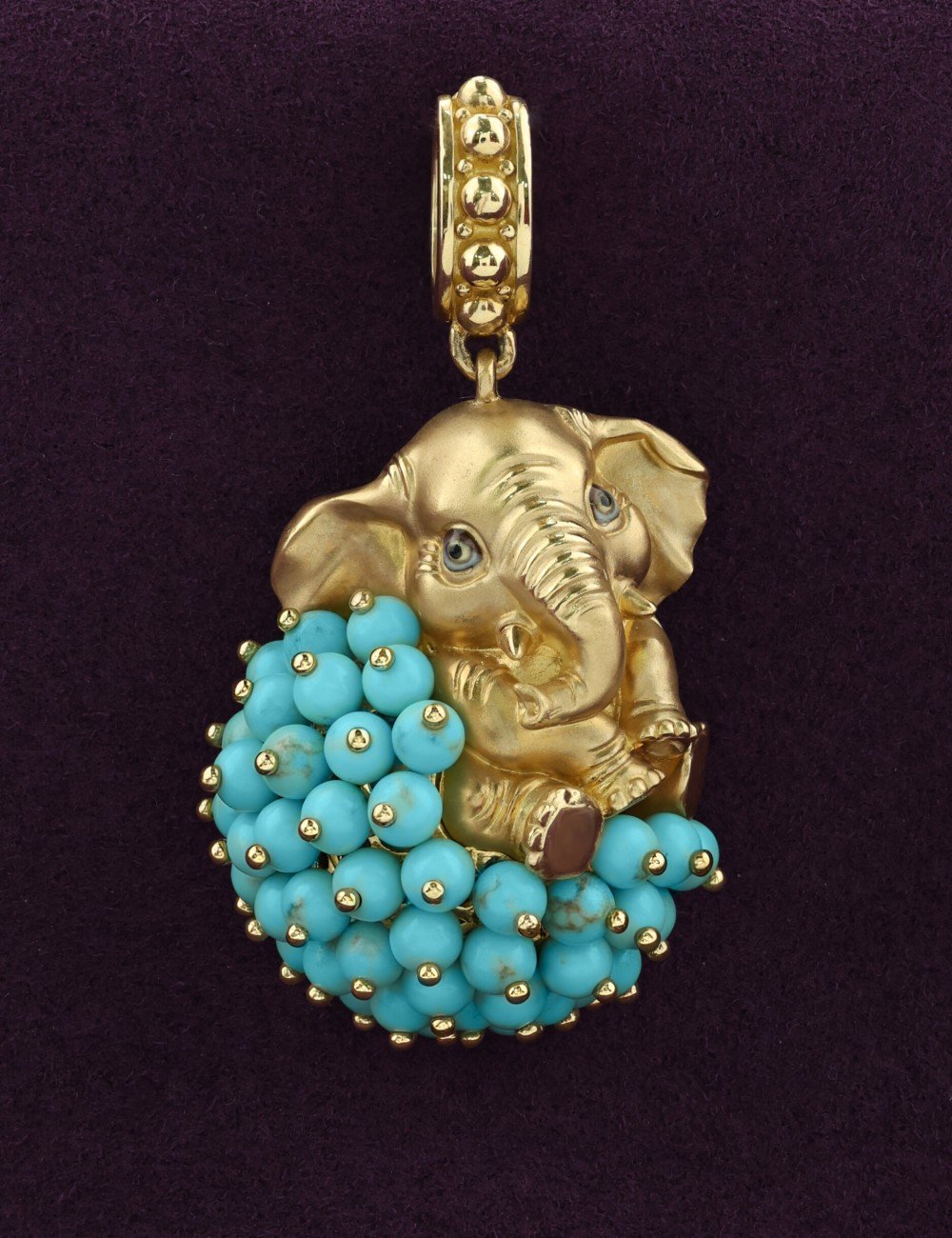 Подвеска из лимонного золота c эмалью и бирюзой