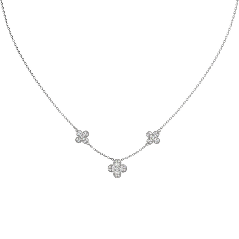 Колье из белого золота 585 пробы c бриллиантами