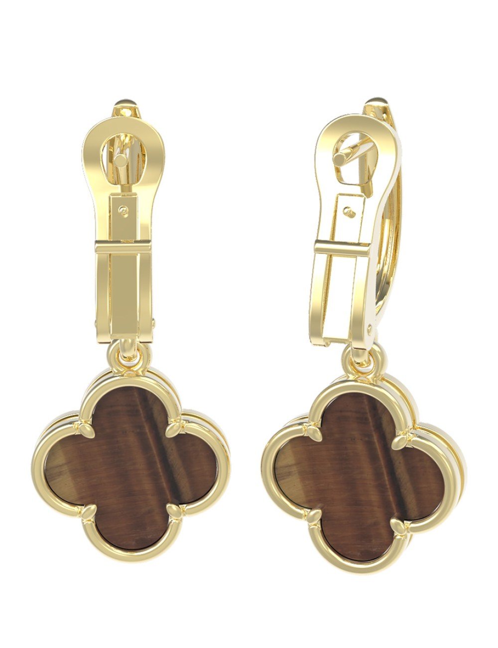 Серьги из лимонного золота c тигровым глазом