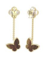 Серьги из лимонного золота c тигровым глазом и перламутром