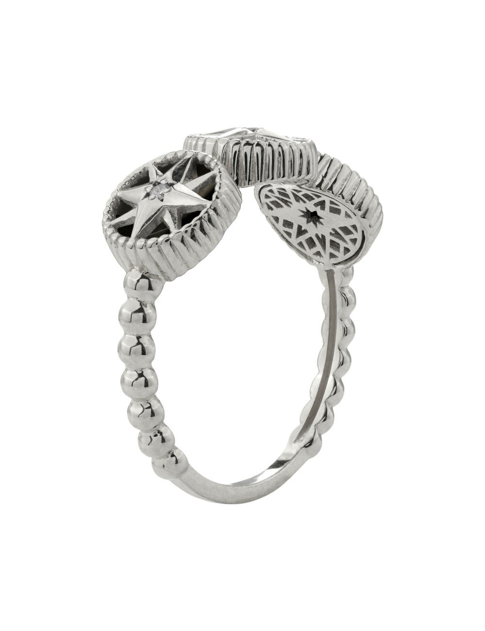 Кольцо из белого золота c бриллиантами и ониксом