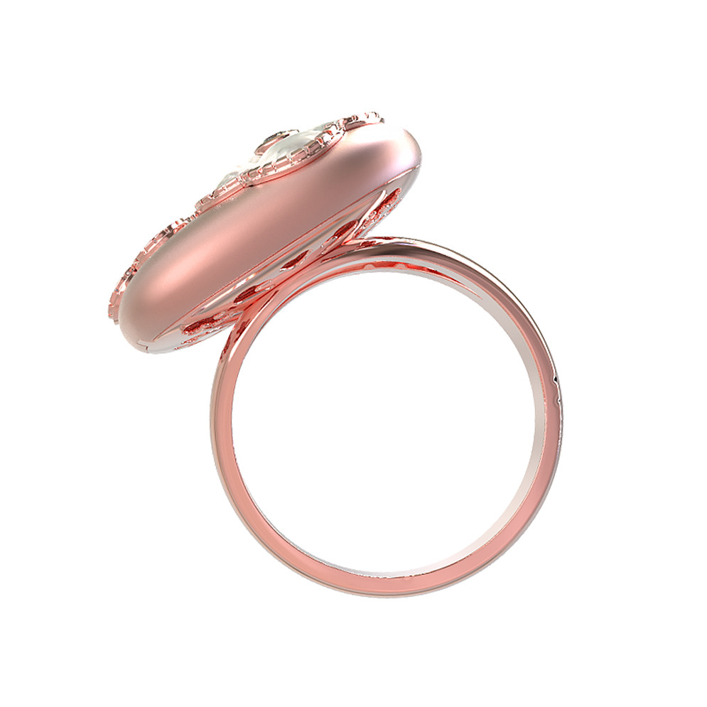 Кольцо из розового золота 585 пробы c бриллиантами и перламутром