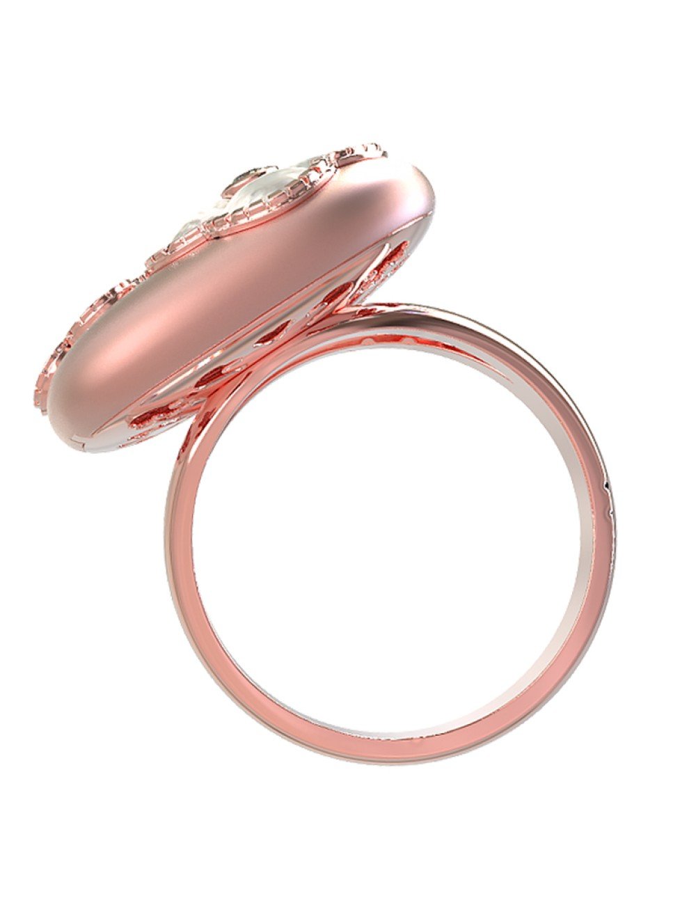 Кольцо из розового золота c бриллиантами и перламутром