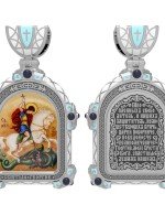 Образок из белого золота c эмалью, иконописью и темперой