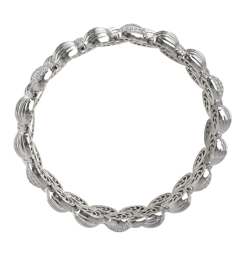 Браслет из белого золота 585 пробы c бриллиантами