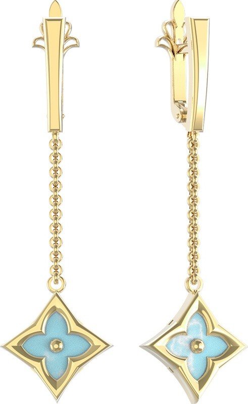 Серьги из лимонного золота c бирюзой