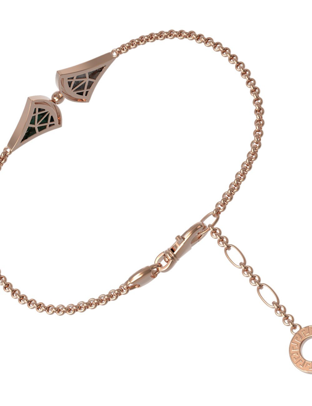 Браслет из золота c малахитом и перламутром