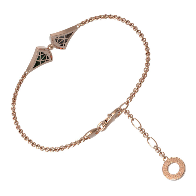 Браслет из красного золота 585 пробы c малахитом и перламутром