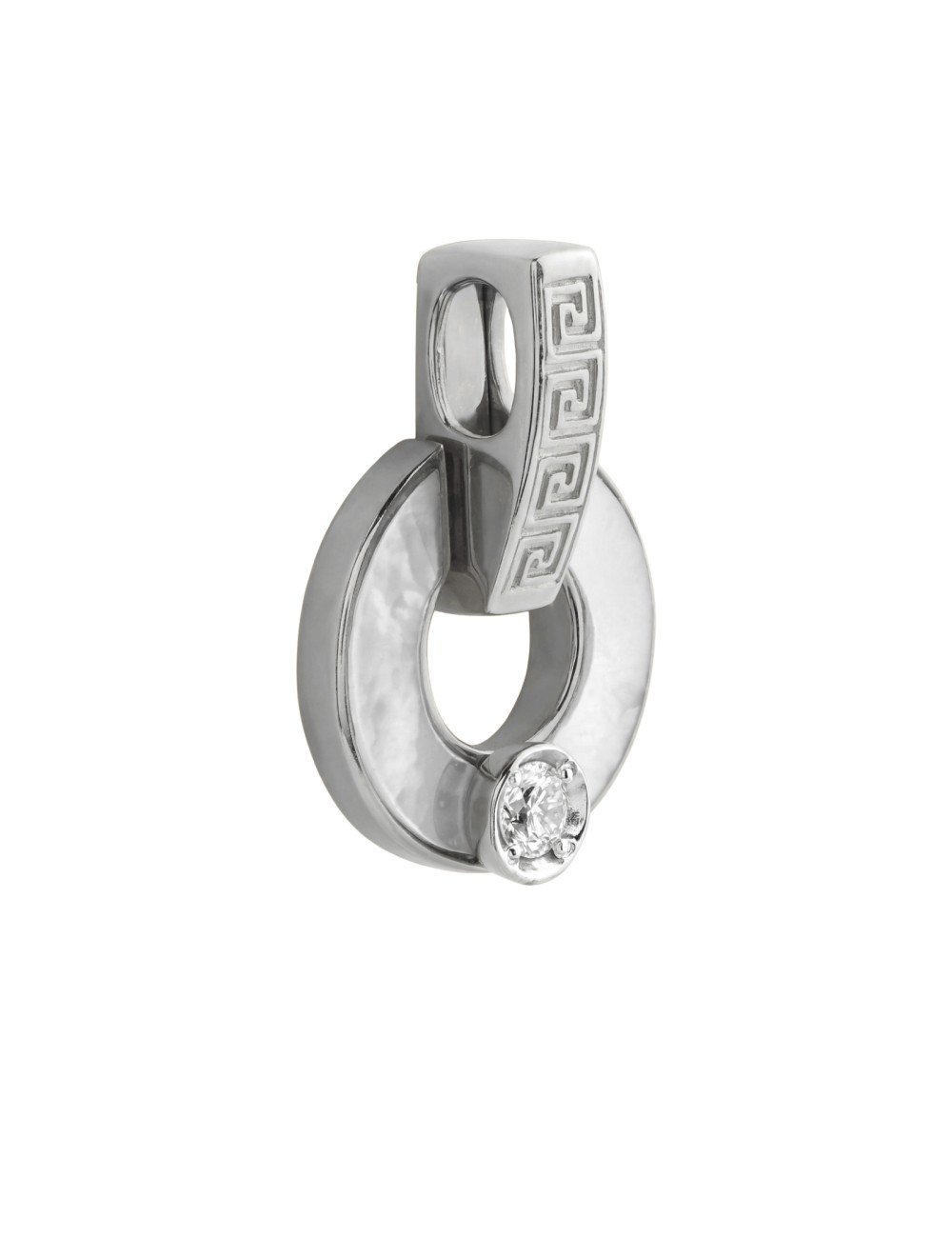 Подвеска из белого золота c бриллиантами и перламутром