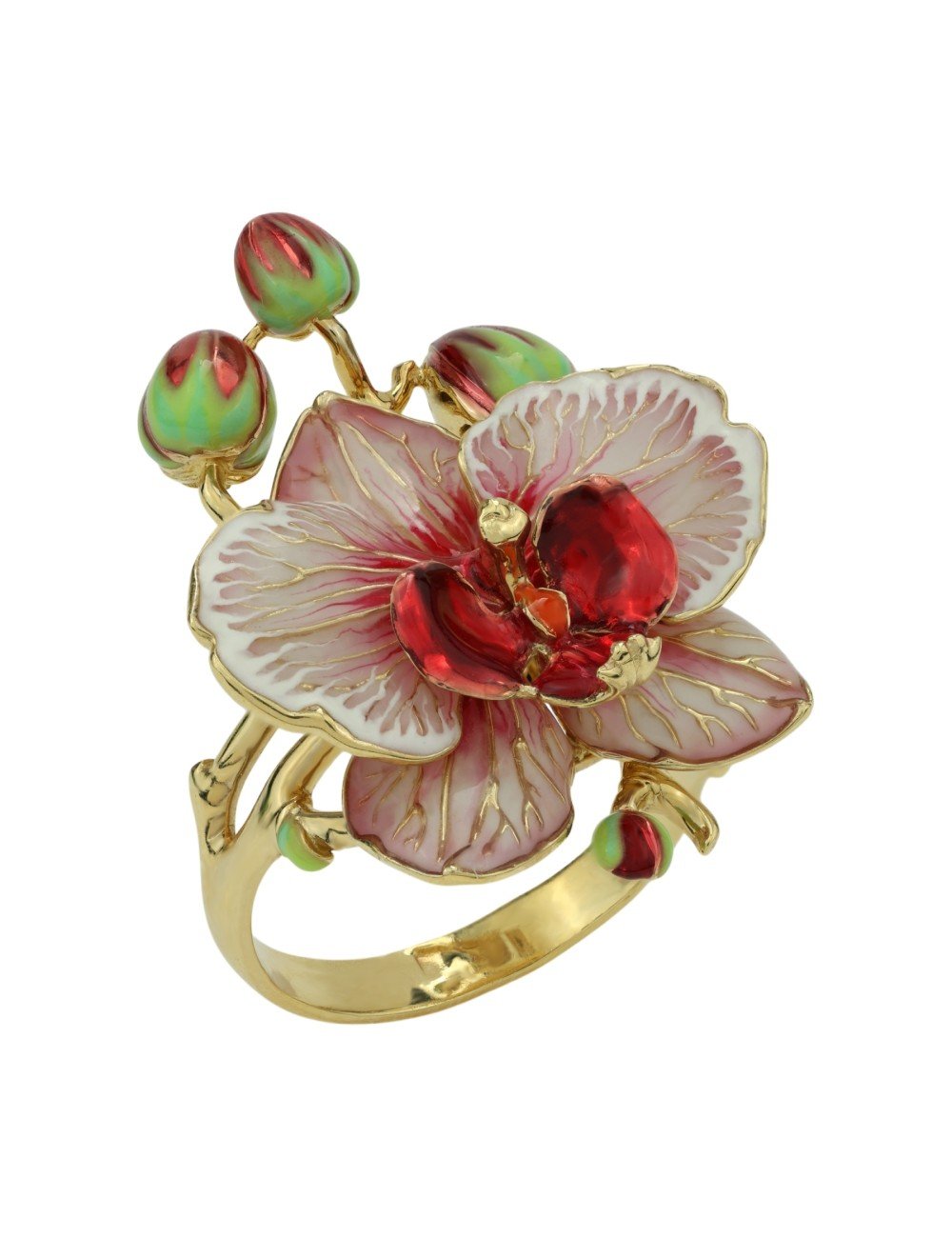 Кольцо из лимонного золота c эмалью