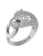 Кольцо из белого золота c бриллиантами и изумрудом