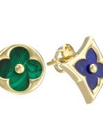 Серьги из лимонного золота c лазуритом и малахитом