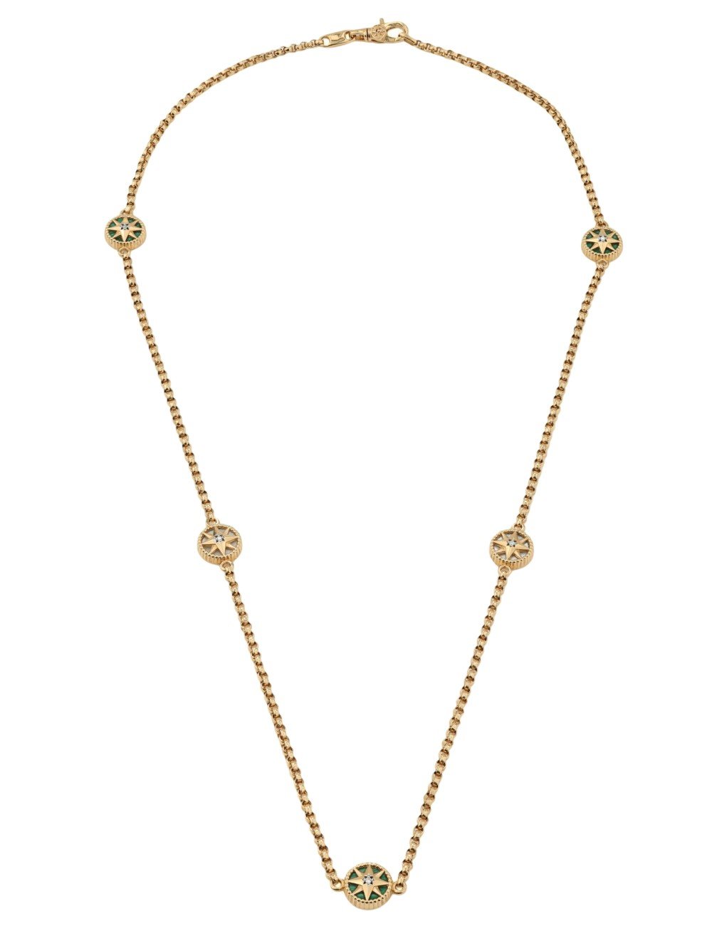 Колье из золота c бриллиантами, малахитом и перламутром