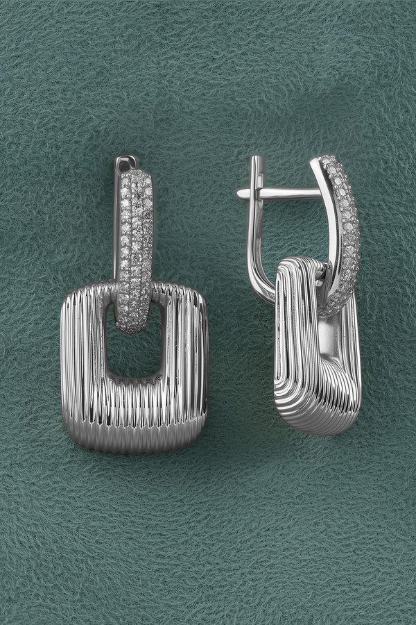 Серьги из белого золота 585 пробы c бриллиантами