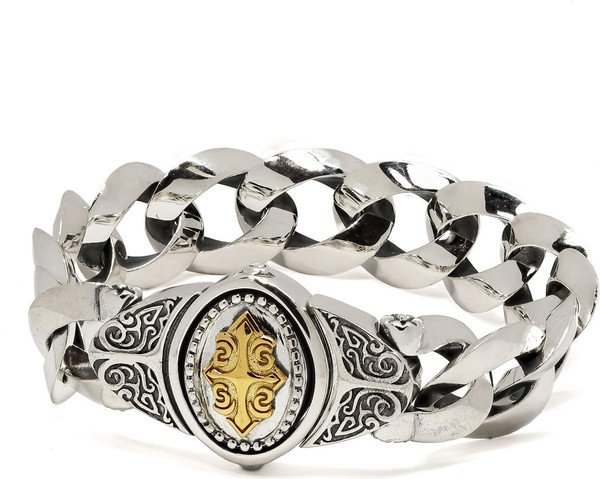 Браслет из серебра 925 пробы и золота 750 пробы c рубином