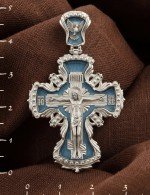 Крест из белого золота c эмалью