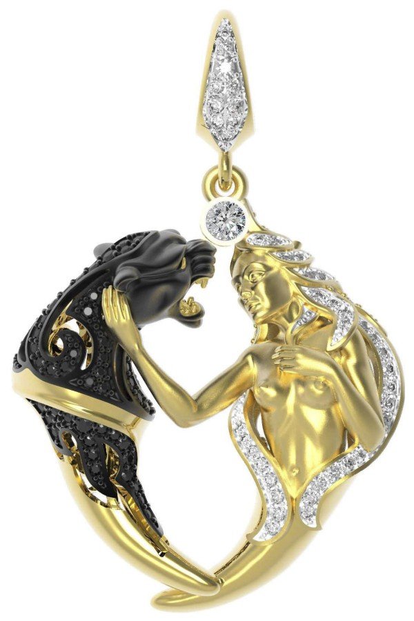 Подвеска из лимонного золота c фианитом