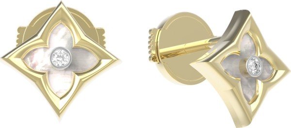 Серьги из лимонного золота c бриллиантами и перламутром