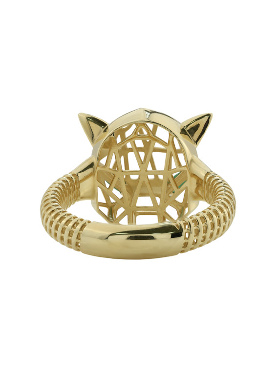 Кольцо из лимонного золота 585 пробы c изумрудом