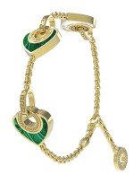 Браслет из лимонного золота c малахитом и перламутром