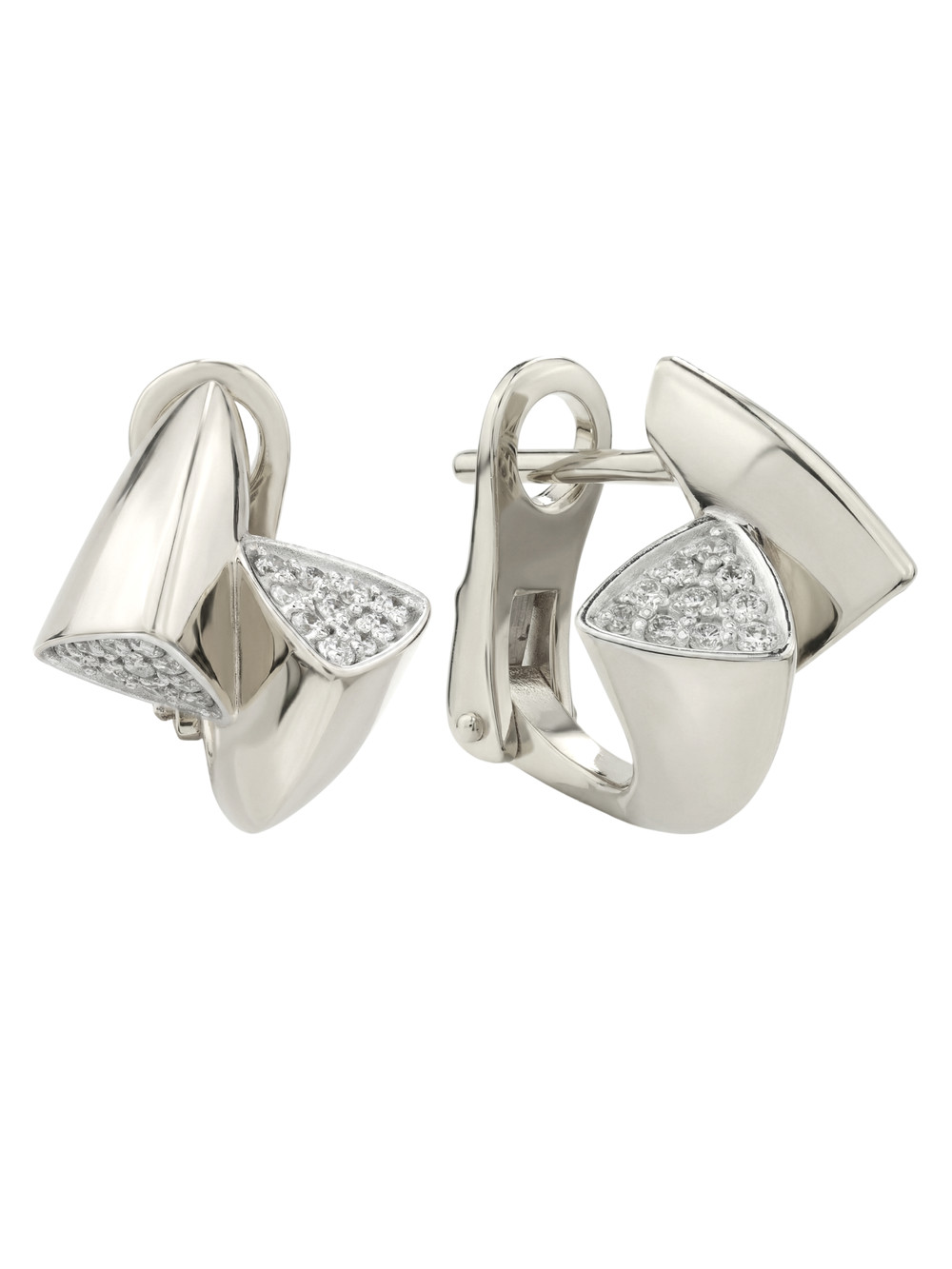 Серьги из белого золота 585 пробы c бриллиантами