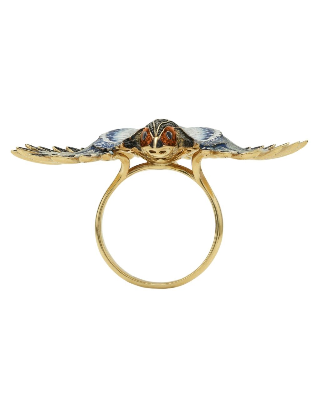 Кольцо из лимонного золота c эмалью и фианитом