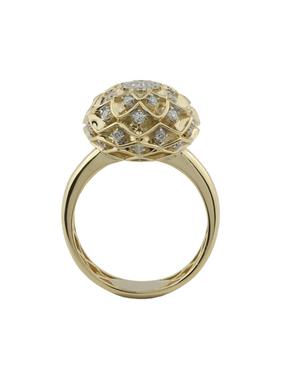 Кольцо из лимонного золота 585 пробы c бриллиантами