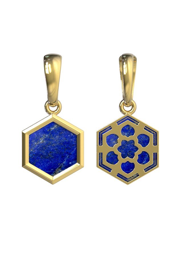 Подвеска из лимонного золота c лазуритом