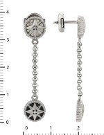 Серьги из белого золота c бриллиантами, ониксом и перламутром