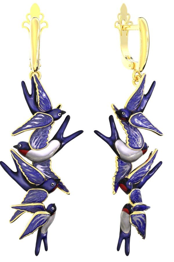 Серьги из лимонного золота c эмалью