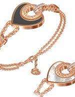 Браслет из золота c фианитом, ониксом и перламутром