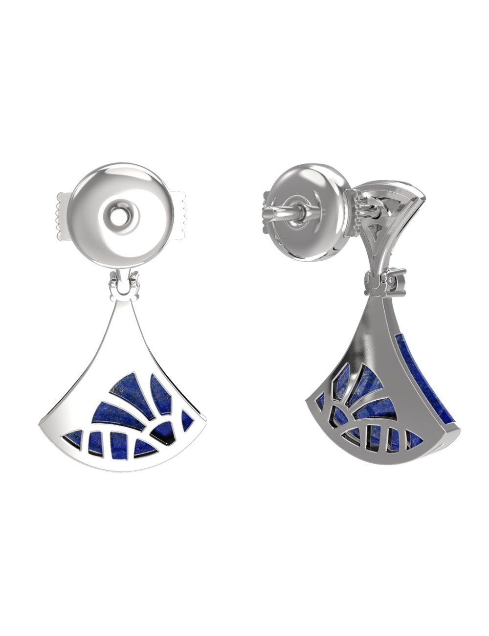 Серьги из белого золота c бриллиантами и лазуритом