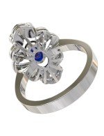 Кольцо из белого золота c бриллиантами и сапфиром