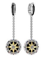 Серьги из белого золота c эмалью и ониксом