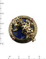 Кольцо из лимонного золота c эмалью, рубином и лазуритом