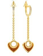 Серьги из лимонного золота c фианитом и тигровым глазом