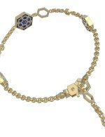 Браслет из лимонного золота c бриллиантами, лазуритом и перламутром