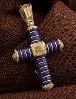 Крест из лимонного золота c лазуритом