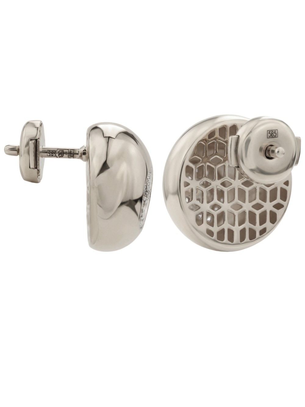 Серьги из белого золота 585 пробы c бриллиантами