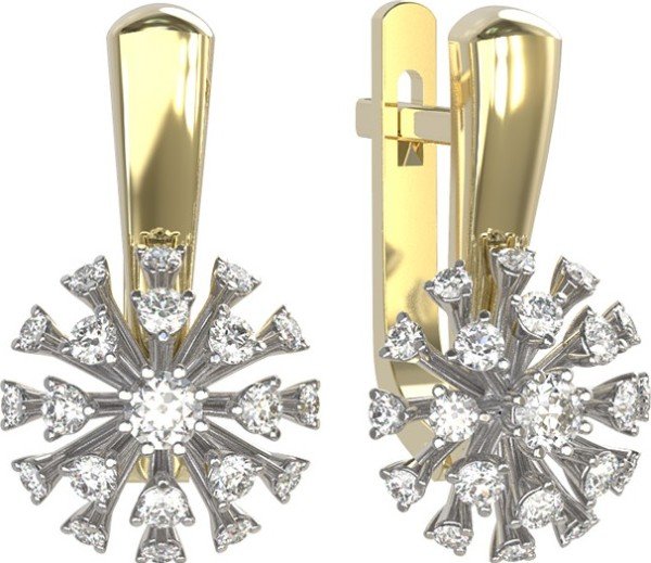 Серьги из лимонного золота c бриллиантами