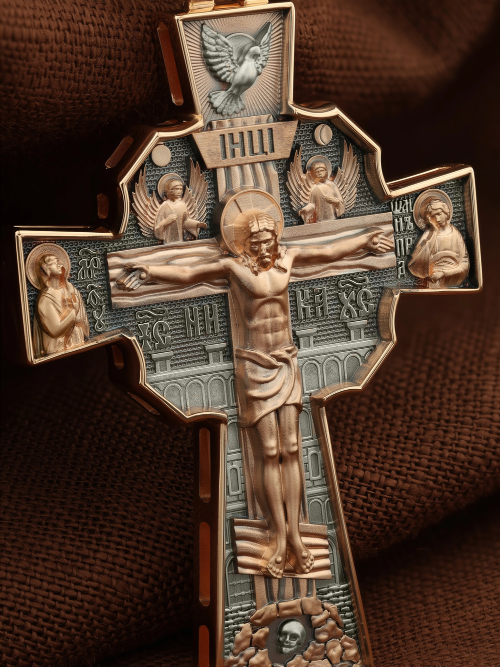 Крест из красного золота 585 пробы